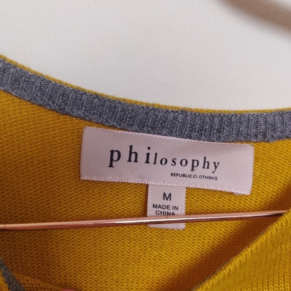 Philosophy Mustard Yellow and Gray Cashmere Blend Sweater Dress Size Medium - Picture 5 of 7